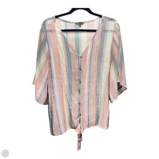 Top Short Sleeve By Unique Spectrum In Multi-colored, Size: 1x