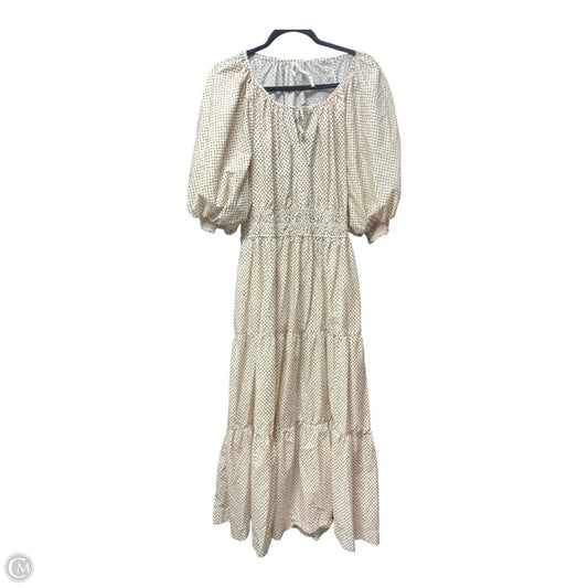 Dress Casual Maxi By Anthropologie In Cream & Tan, Size: 1x