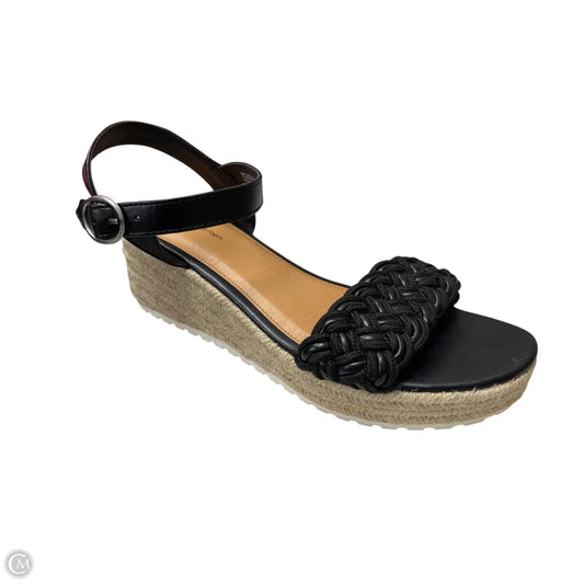 Shoes Heels Wedge By Time And Tru In Black & Tan, Size: 10