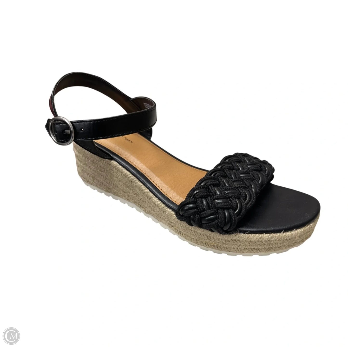 Shoes Heels Wedge By Time And Tru In Black & Tan, Size: 10