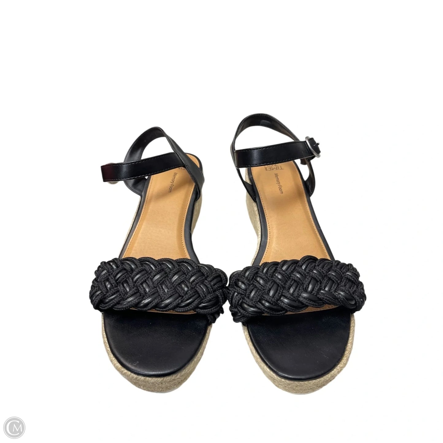 Shoes Heels Wedge By Time And Tru In Black & Tan, Size: 10