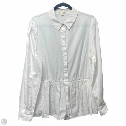 Top Long Sleeve By Ted Baker In White, Size: 4