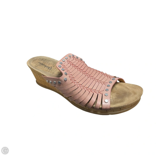 Sandals Heels Wedge By Bare Traps In Pink & Tan, Size: 10