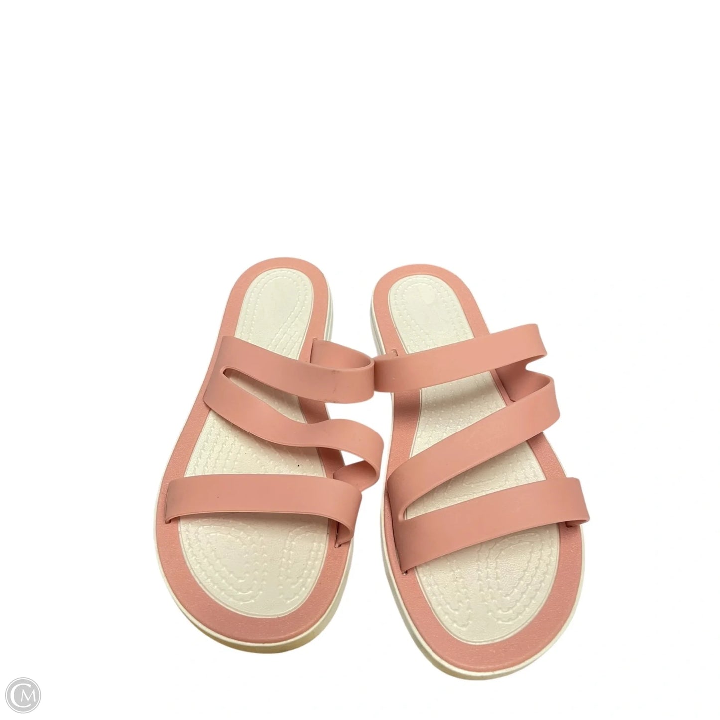 Sandals Flats By Clothes Mentor In Pink & White, Size: 10.5