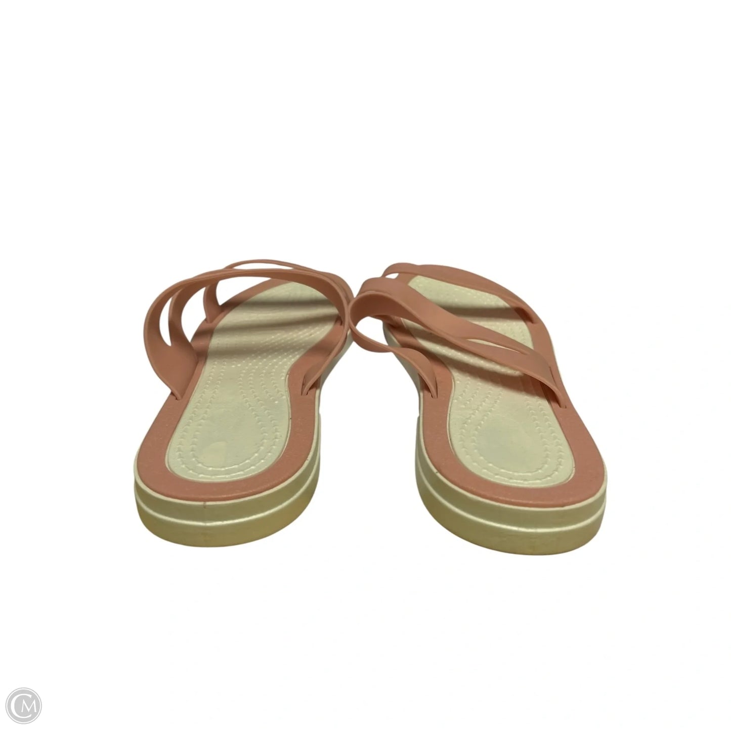 Sandals Flats By Clothes Mentor In Pink & White, Size: 10.5