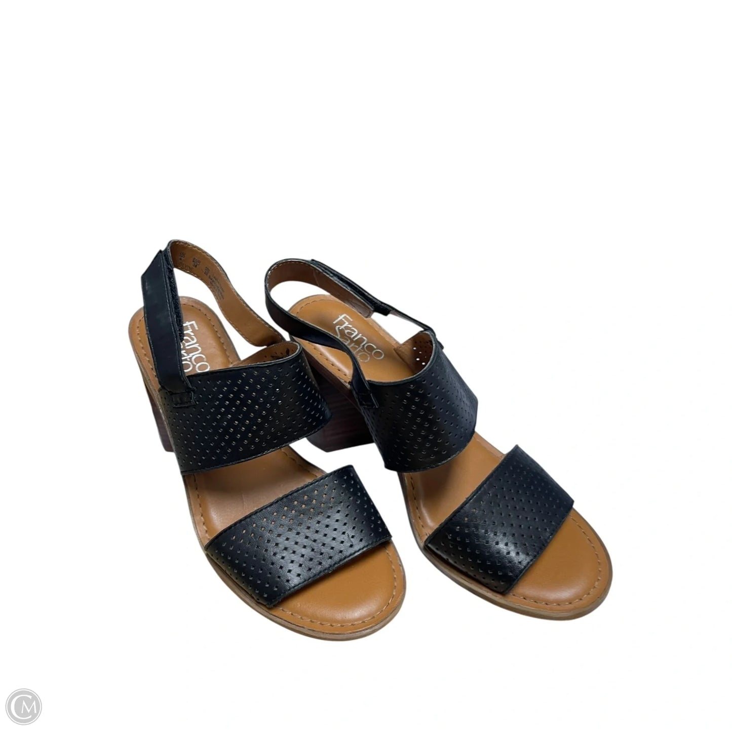 Sandals Heels Block By Franco Sarto In Black & Tan, Size: 8
