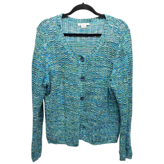 Cardigan By Liz Claiborne In Blue & Green, Size: Xl