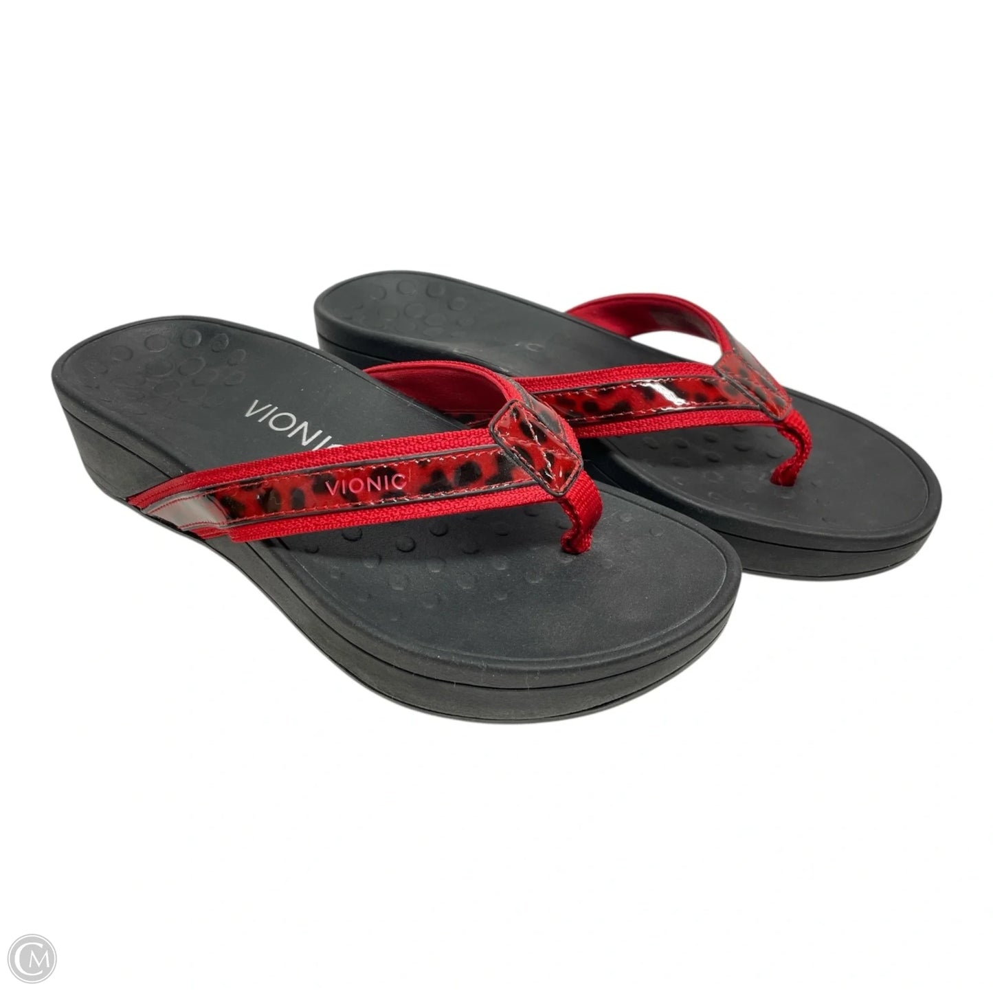 Sandals Flip Flops By Vionic In Black & Red, Size: 7