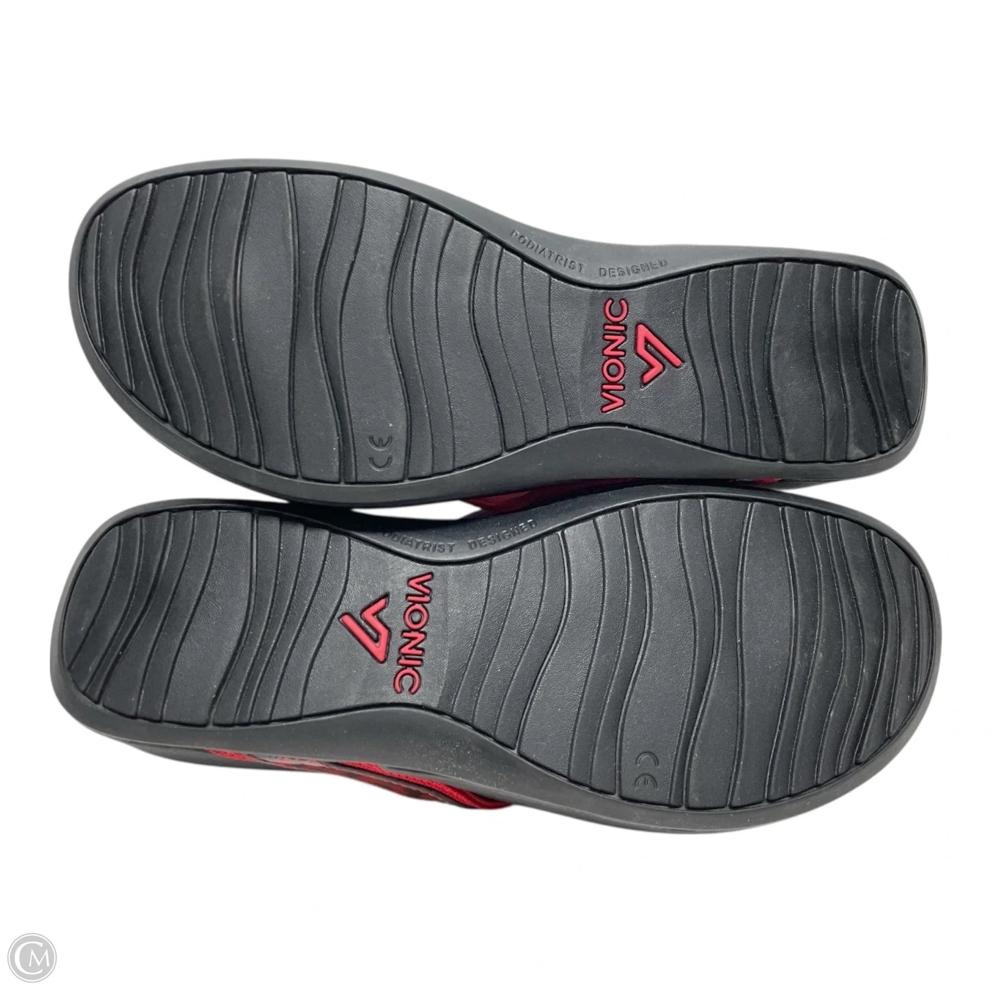 Sandals Flip Flops By Vionic In Black & Red, Size: 7