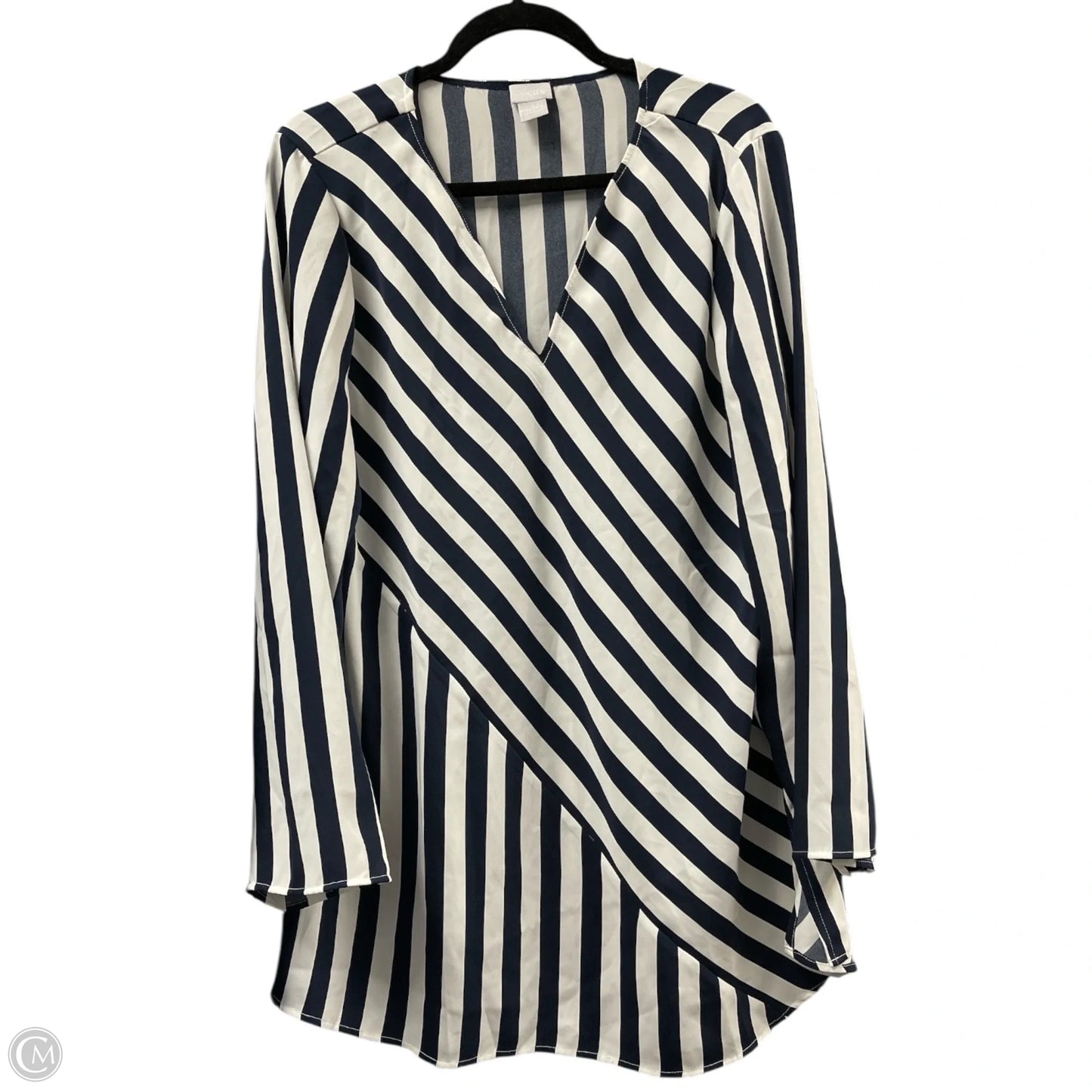 Top Long Sleeve By Chicos In Striped Pattern, Size: 2x