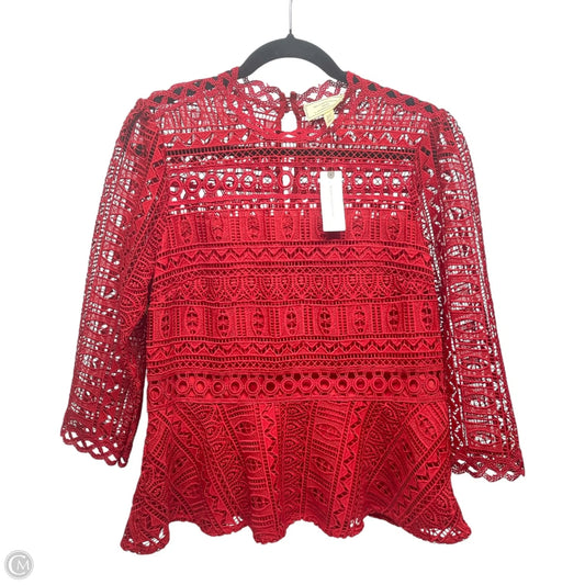 Blouse 3/4 Sleeve By Anthropologie In Red, Size: 10