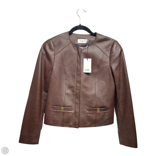 Jacket Designer By Coach In Brown, Size: 0