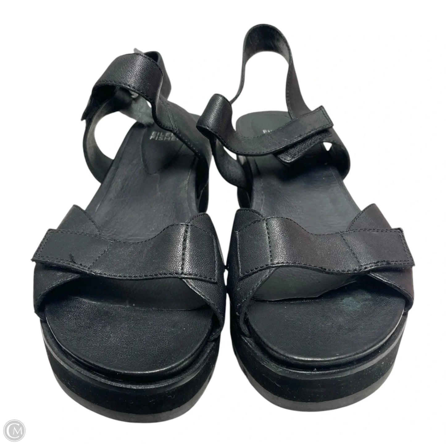 Sandals Heels Wedge By Eileen Fisher In Black, Size: 9.5