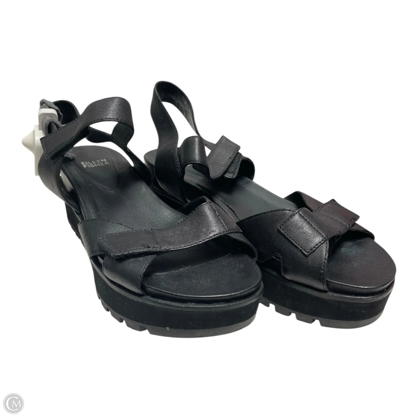Sandals Heels Wedge By Eileen Fisher In Black, Size: 9.5