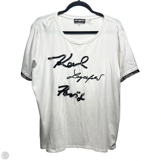Top Short Sleeve Designer By Karl Lagerfeld In Black & White, Size: Xl