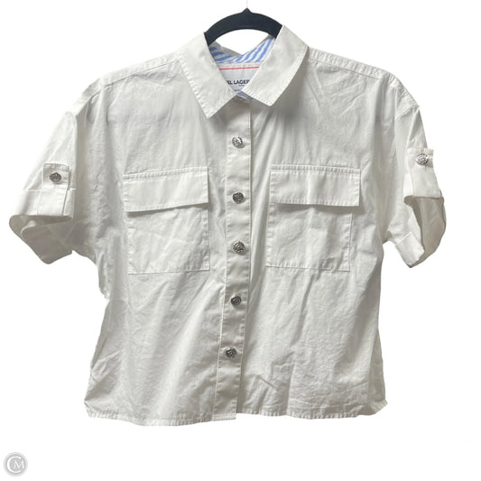 Top Short Sleeve Designer By Karl Lagerfeld In White, Size: Xs