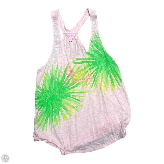 Tank Top Designer By Lilly Pulitzer In Green & Pink, Size: L