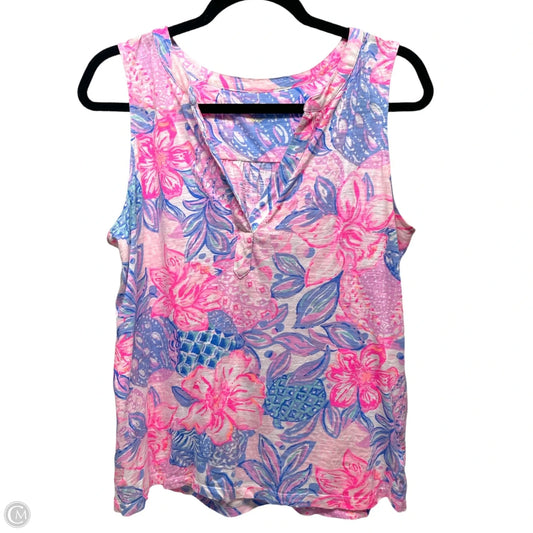 Top Sleeveless Designer By Lilly Pulitzer In Floral Print, Size: L