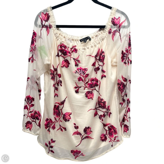 Blouse Long Sleeve By White House Black Market In Floral Print, Size: L