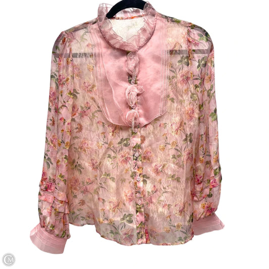 Blouse Long Sleeve By Clothes Mentor In Floral Print, Size: L