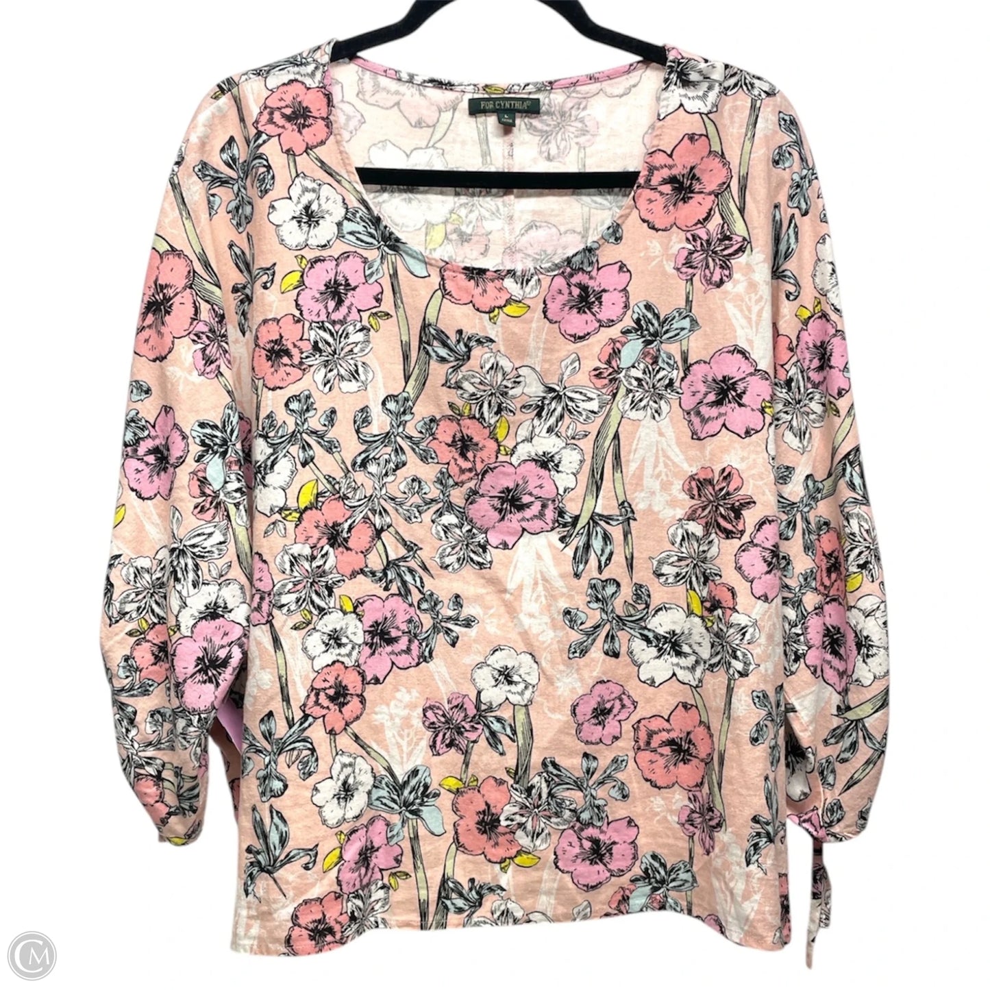Top Long Sleeve By For Cynthia In Floral Print, Size: L