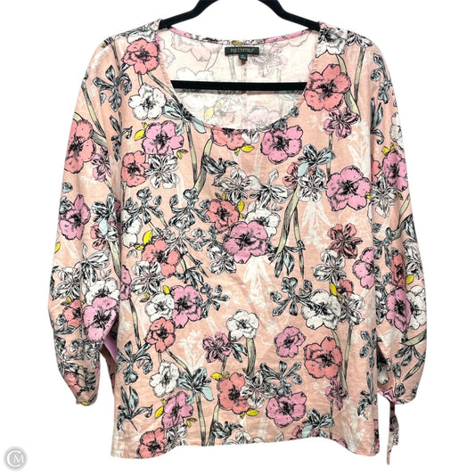 Top Long Sleeve By For Cynthia In Floral Print, Size: L