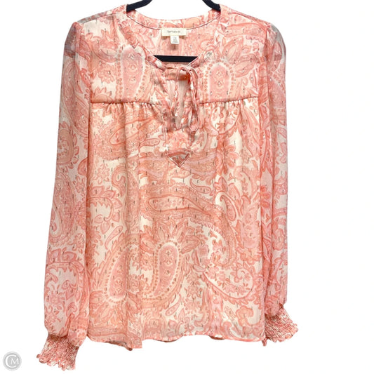 Blouse Long Sleeve By Tamara H In Paisley Print, Size: L