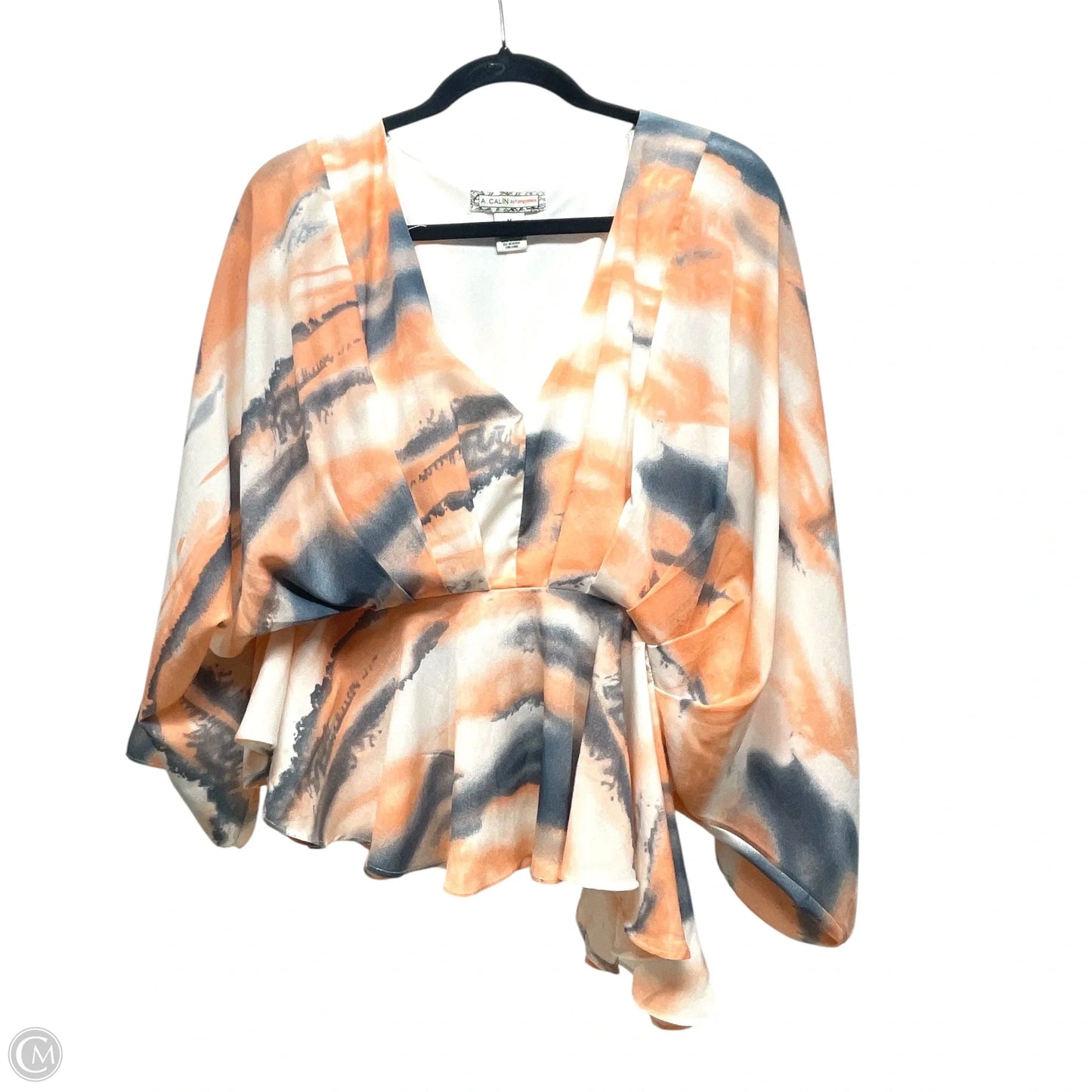 Blouse Long Sleeve By Flying Tomato In Blue & Orange, Size: M