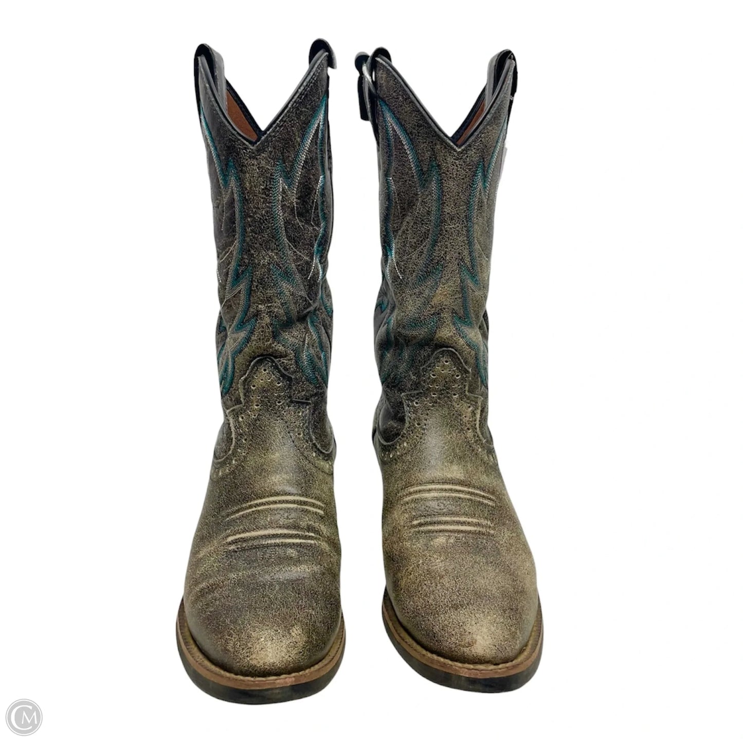 Boots Western By Justin In Blue & Tan, Size: 7.5