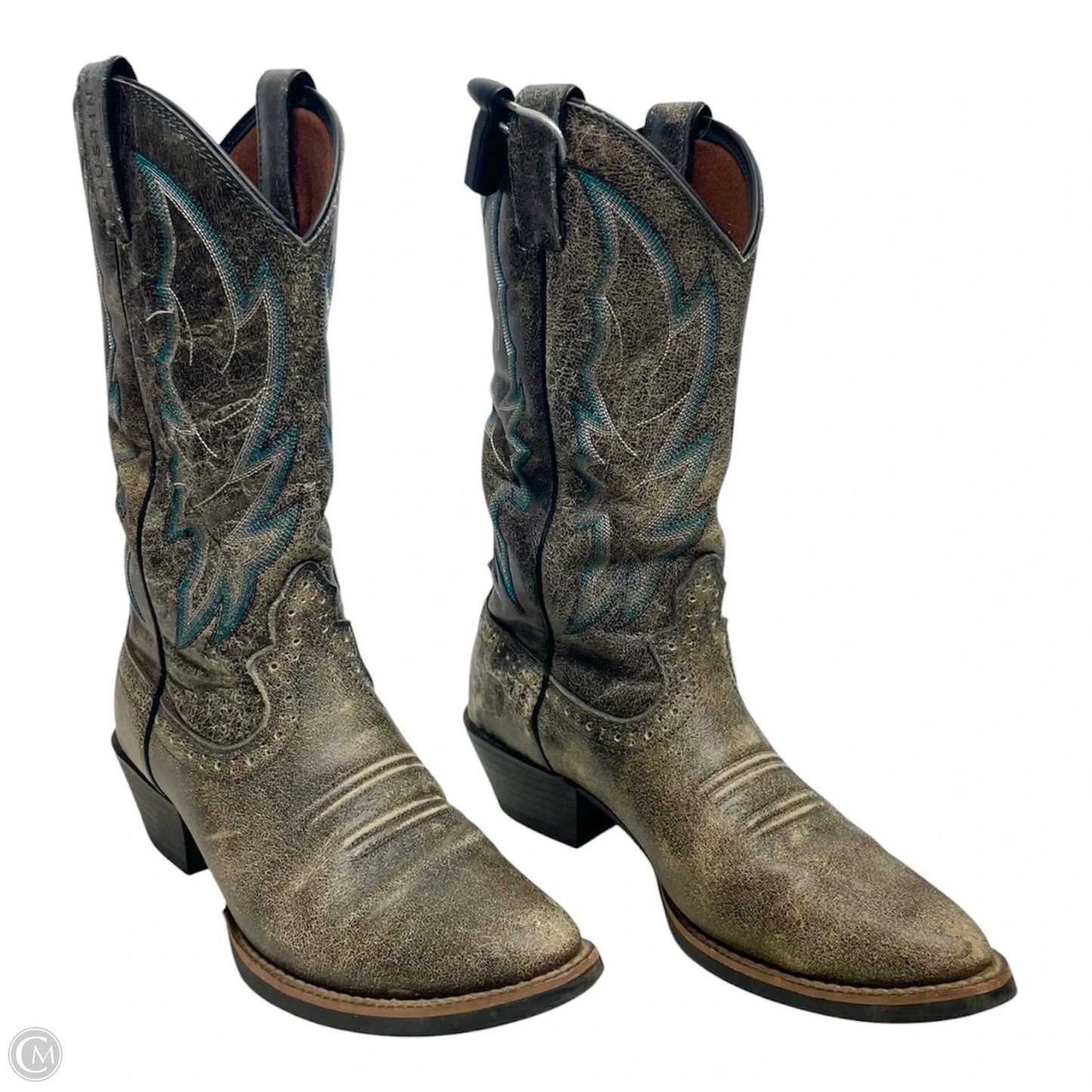 Boots Western By Justin In Blue & Tan, Size: 7.5