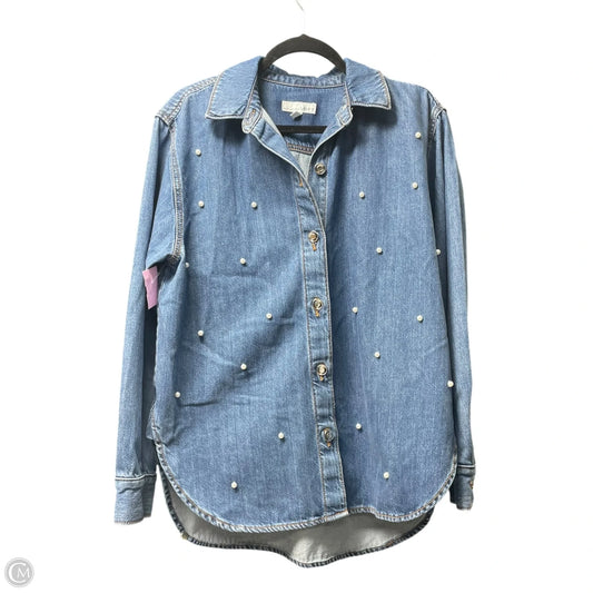 Jacket Shirt By Loft In Blue Denim, Size: M
