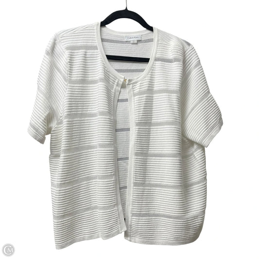 Sweater Cardigan By Calvin Klein In White, Size: 2x