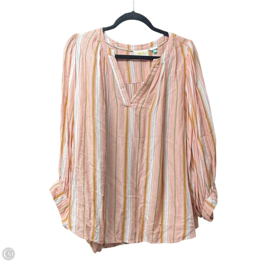 Top Long Sleeve By Maeve In Striped Pattern, Size: 2x