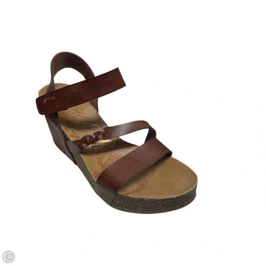 Sandals Heels Wedge By Blowfish In Brown & Tan, Size: 7.5