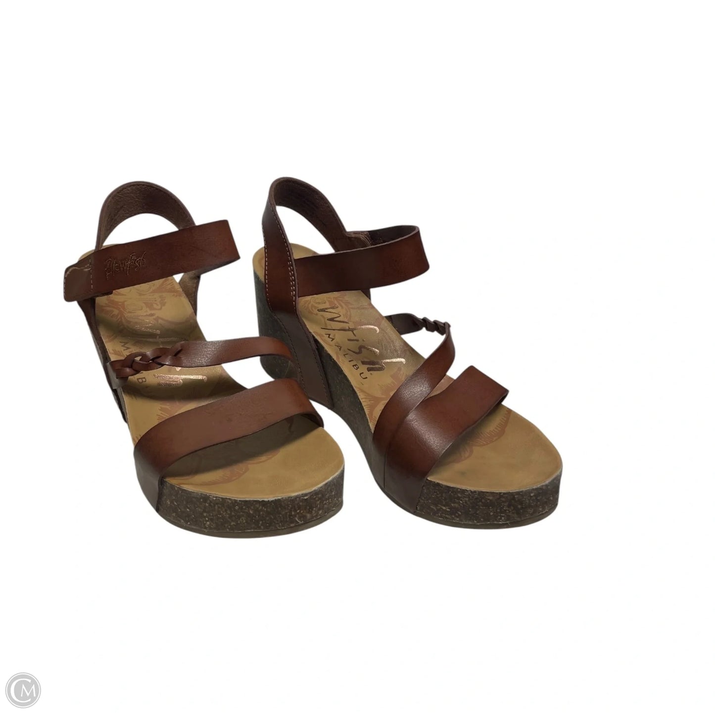 Sandals Heels Wedge By Blowfish In Brown & Tan, Size: 7.5