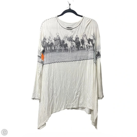 Top Long Sleeve By Double D Ranch In Grey & White, Size: M