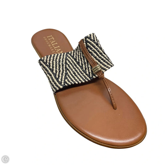 Sandals Flip Flops By Italian Shoemakers In Black & Cream, Size: 8