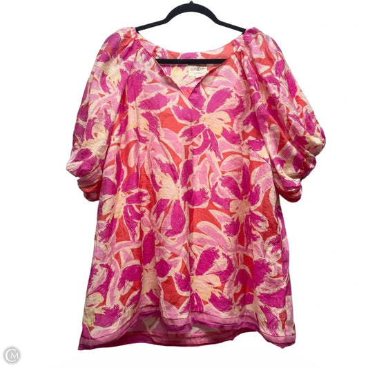 Blouse Short Sleeve By Umgee In Floral Print, Size: Xl