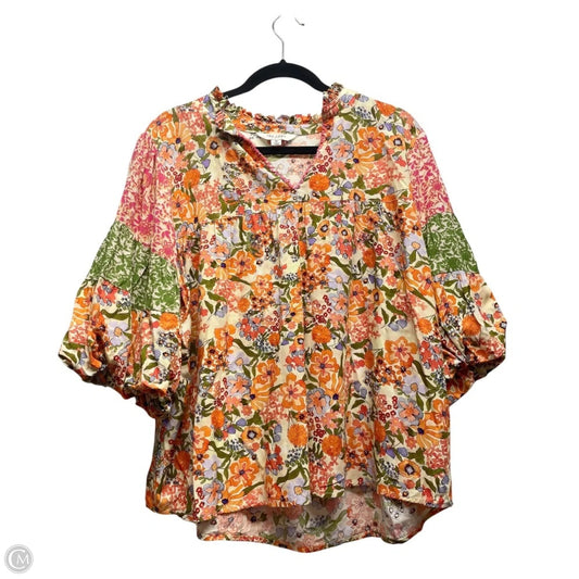 Top Short Sleeve By TRU LUXE JEANS In Floral Print, Size: Xl