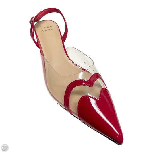 Shoes Heels Kitten By A New Day In Red & Tan, Size: 9.5