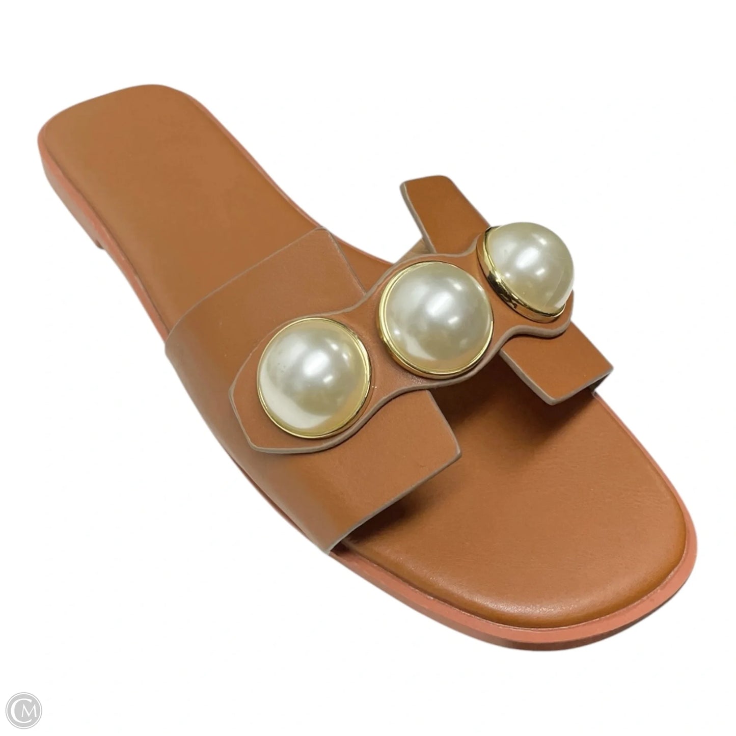 Sandals Flats By Clothes Mentor In Brown & Cream, Size: 7.5