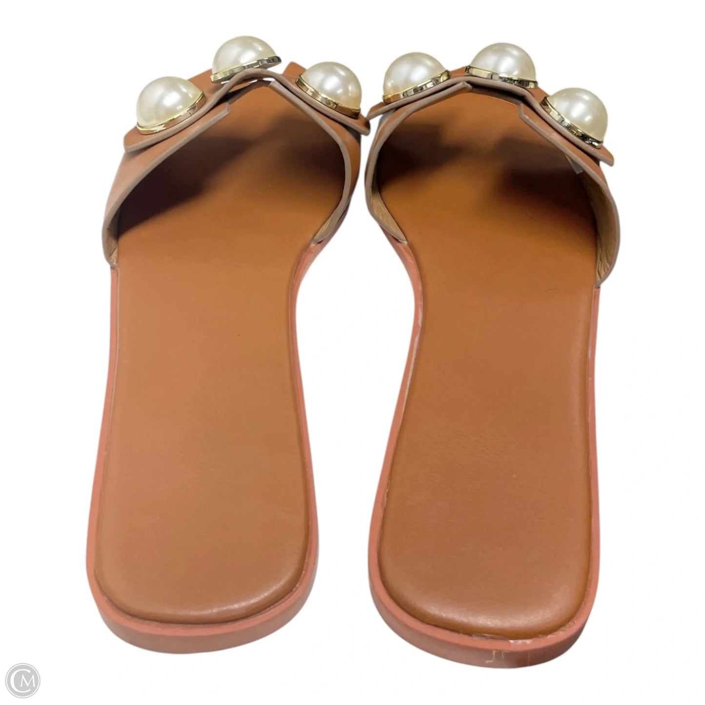 Sandals Flats By Clothes Mentor In Brown & Cream, Size: 7.5