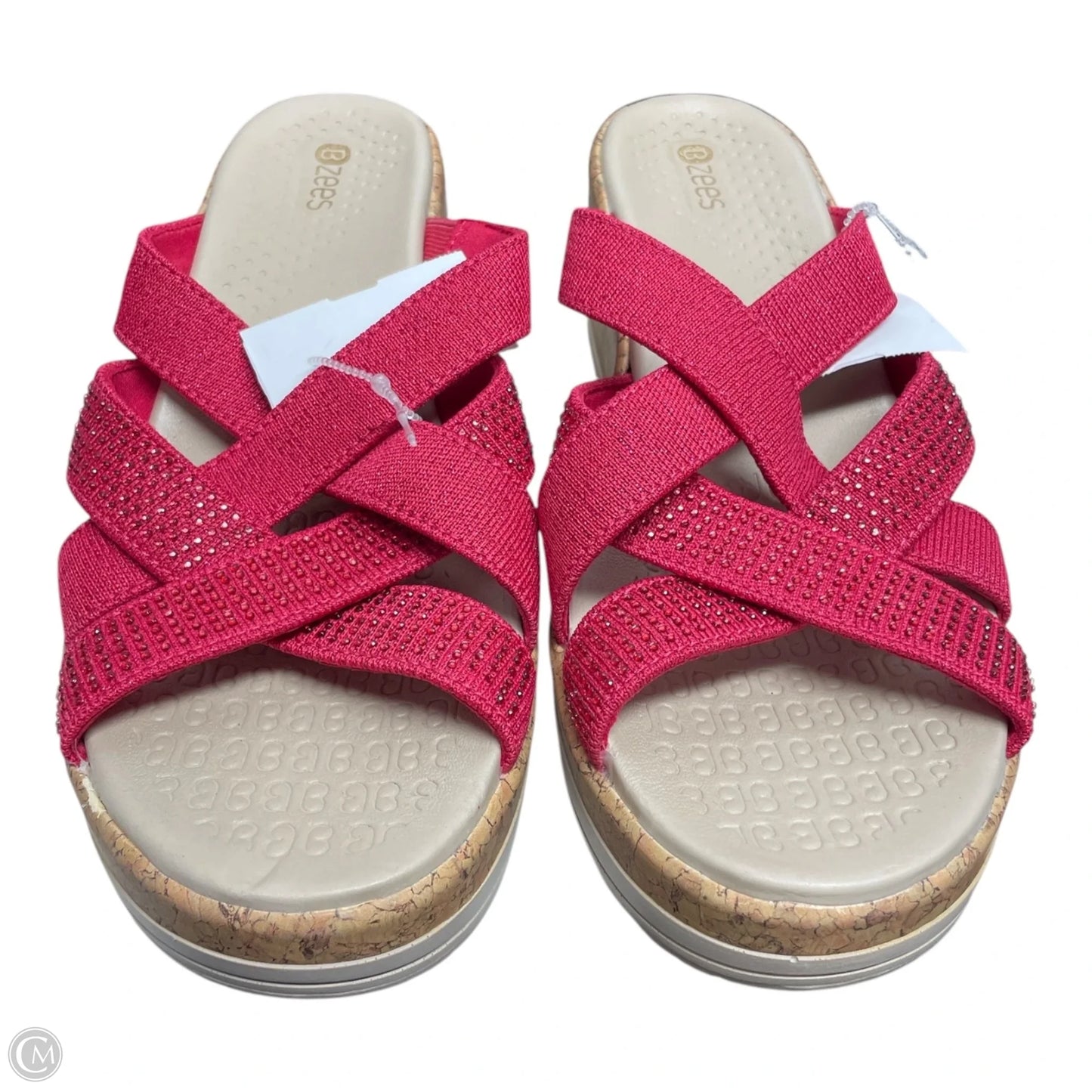 Sandals Heels Wedge By Bzees In Pink & Tan, Size: 8