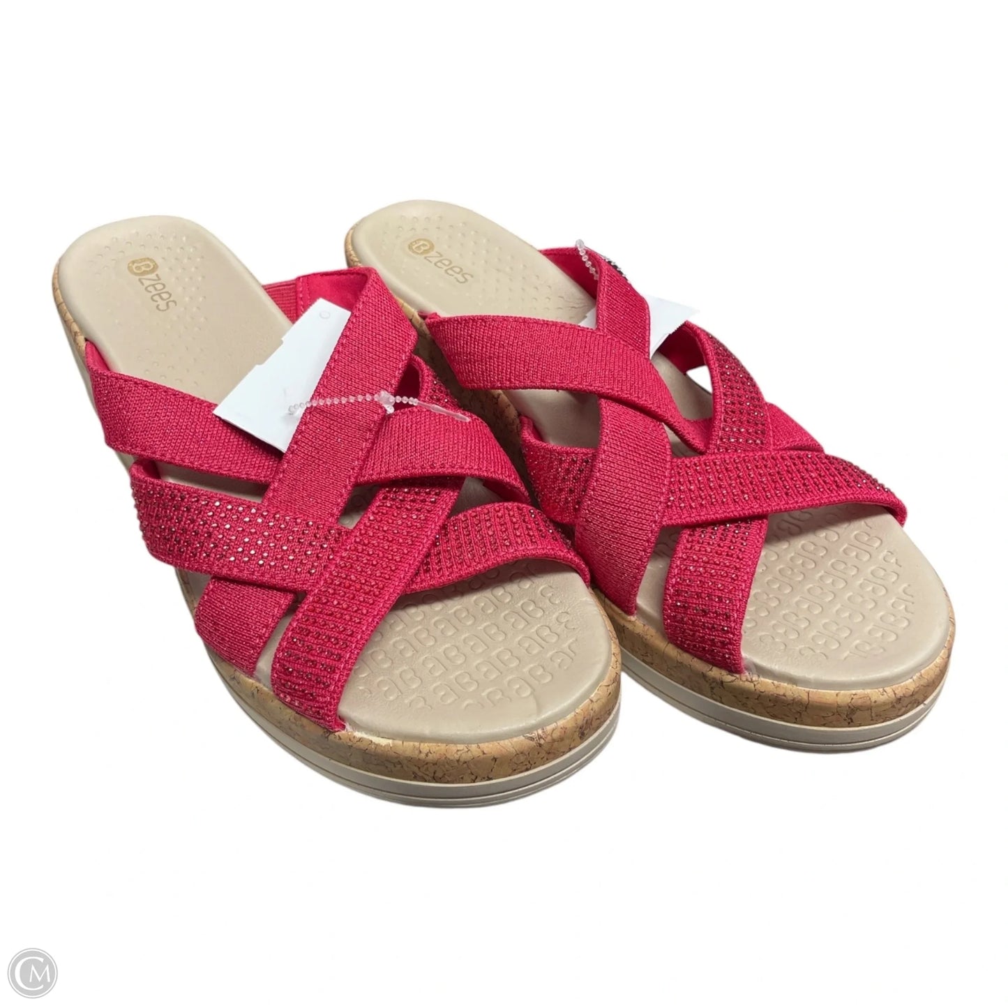 Sandals Heels Wedge By Bzees In Pink & Tan, Size: 8