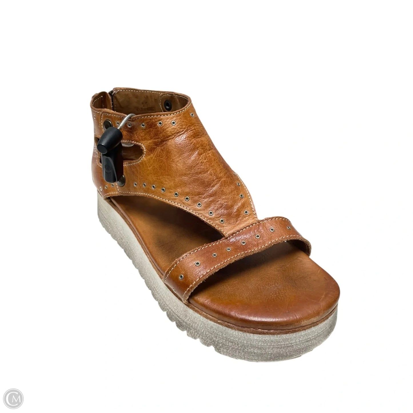 Sandals Heels Platform By Bed Stu In Brown & Cream, Size: 9.5
