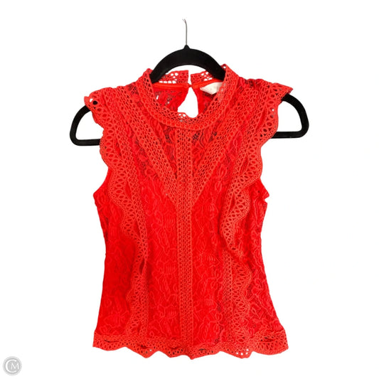 Blouse Short Sleeve By Adiva In Red, Size: Xs