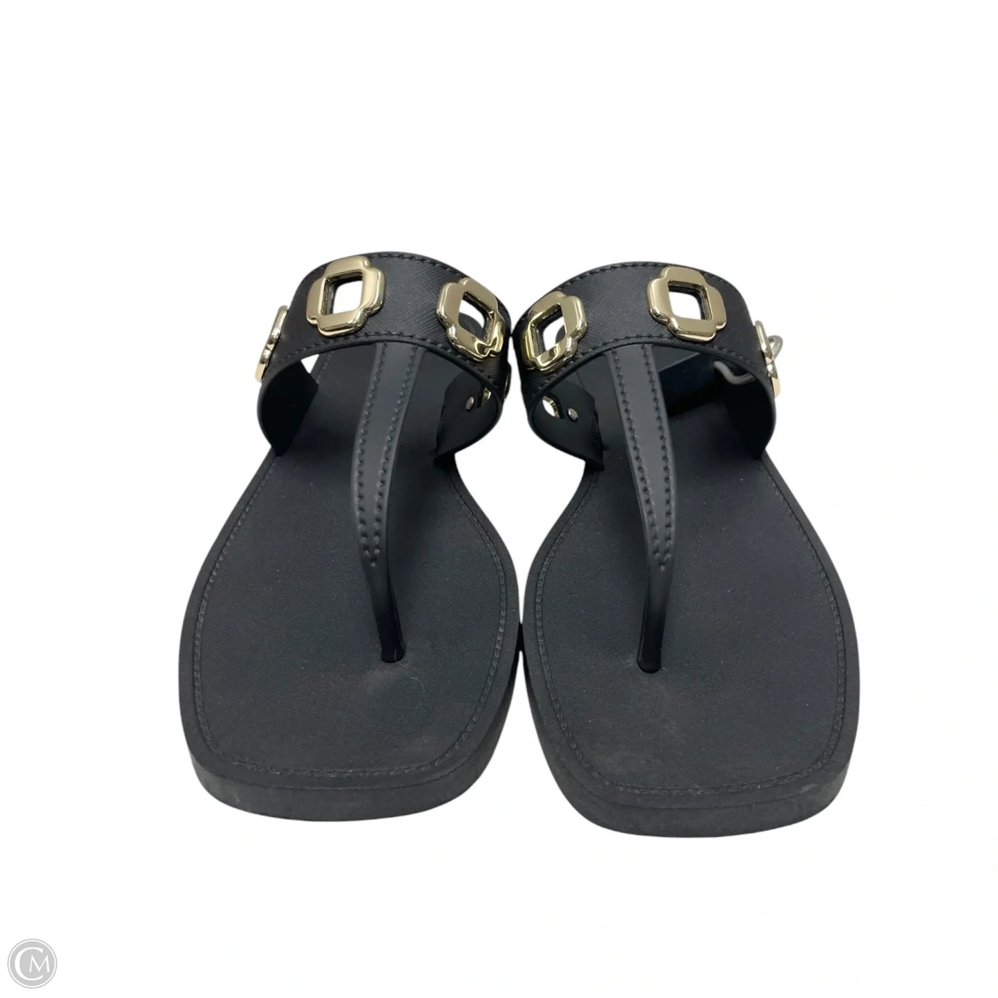 Sandals Flats By LARROUDE In Black & Gold, Size: 7