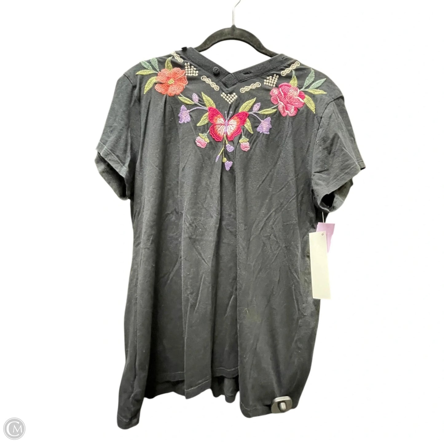 Top Short Sleeve Designer By Johnny Was In Floral Print, Size: M