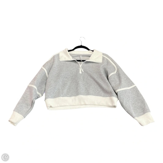 Sweatshirt Collar By Simply Southern In Grey & White, Size: M