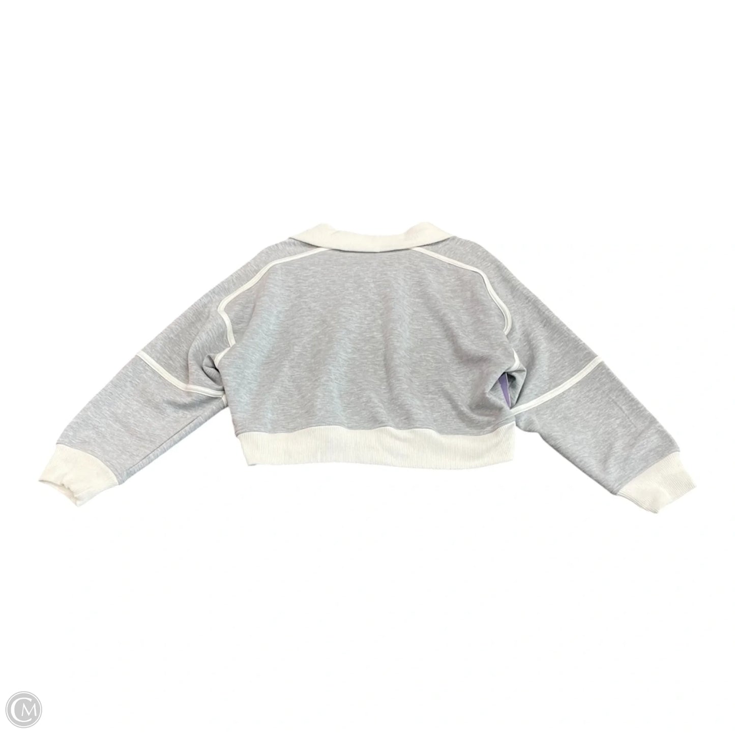 Sweatshirt Collar By Simply Southern In Grey & White, Size: M